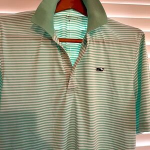 Vineyard Vines, polo, M, men, light green/white, smoke/pet free home summer time